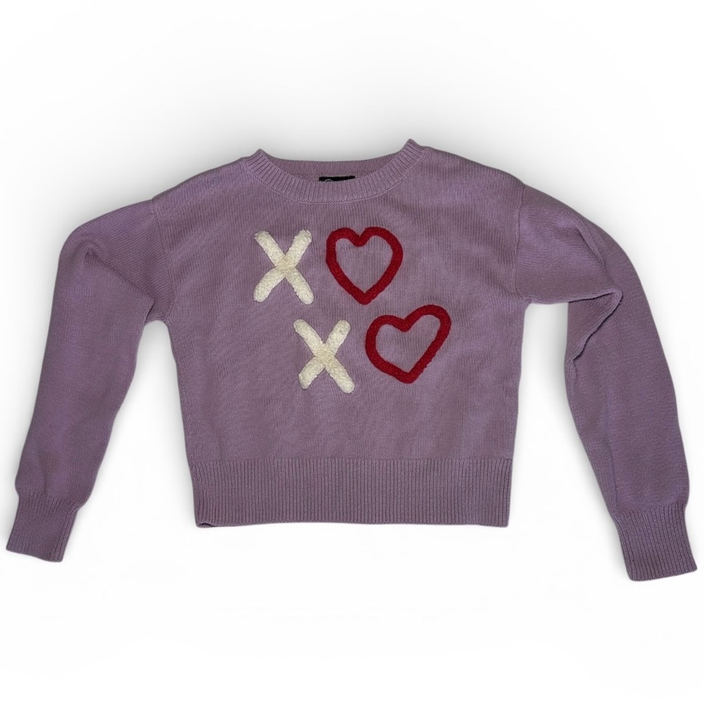 Girls Art Class Purple XO Heart Sweater
